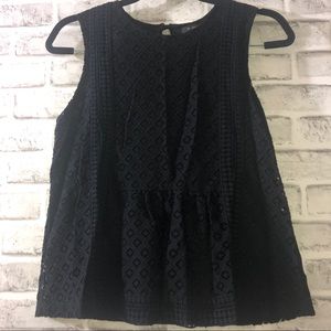 Banana Republic Black Sleeveless Lace Top